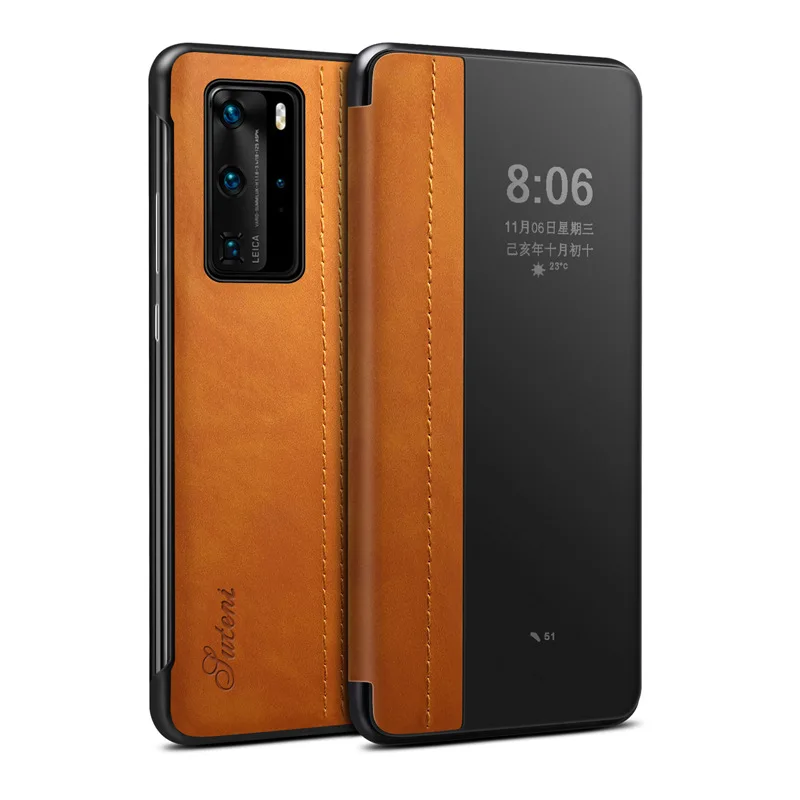 Роскошный чехол-книжка из искусственной кожи в стиле ретро с умным окошком для