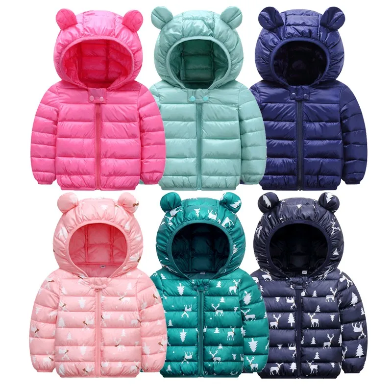 

Cute Autumn Winter Clothing New Children's Thin And Light Cotton Down Jacket Baby Boys Fashion Cartoon Hooded Coat Ear Outwear