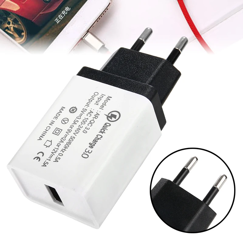 3 0 18 Вт смарт IC мобильный телефон в 4 раза быстрее Зарядное устройство USB ЕС вилка