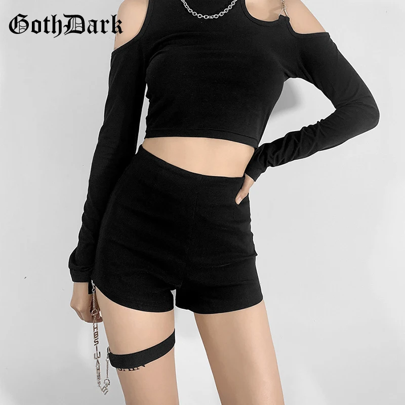 Женские готические шорты Goth Dark черные облегающие в стиле панк с высокой талией и