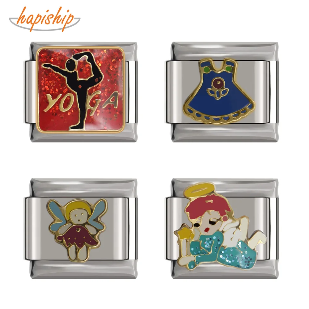 Hapiship Новинка Топ 9 мм ширина Оригинальная юбка с маргаритками Йога Дети DIY браслет с итальянскими подвесками нержавеющая сталь изготовление ювелирных изделий DJ080