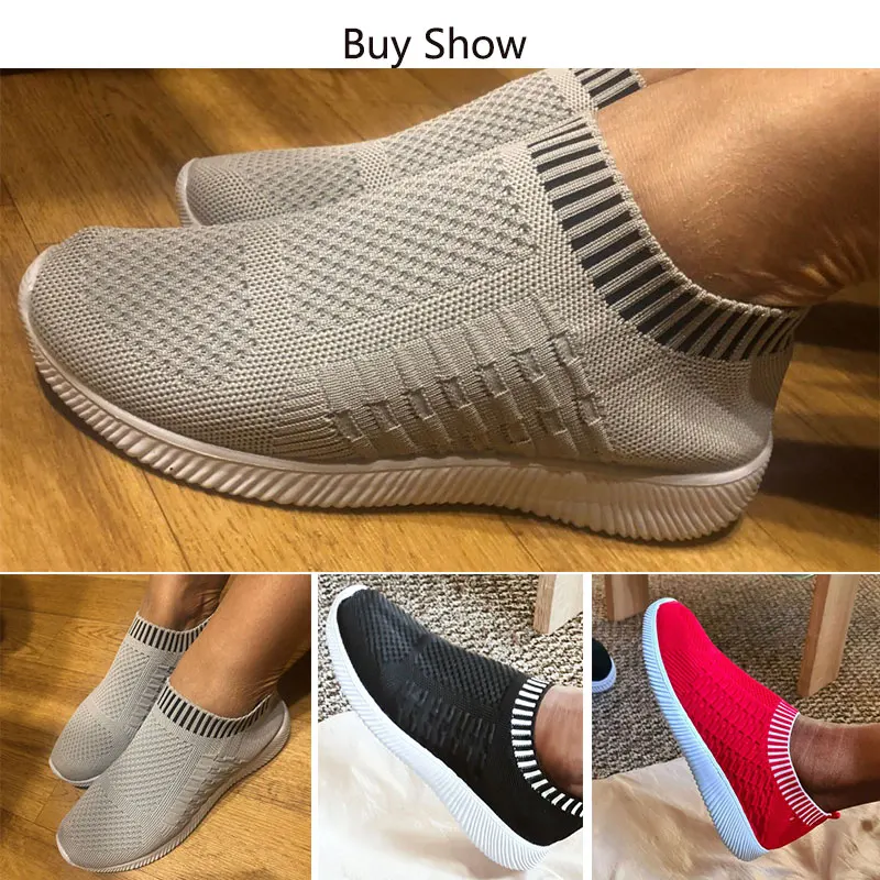 

Dropshipping Casual Sneakers Women Shoes Comfortable Breathable Mesh Flats Socks Shoes Woman Sneaker Plus Size