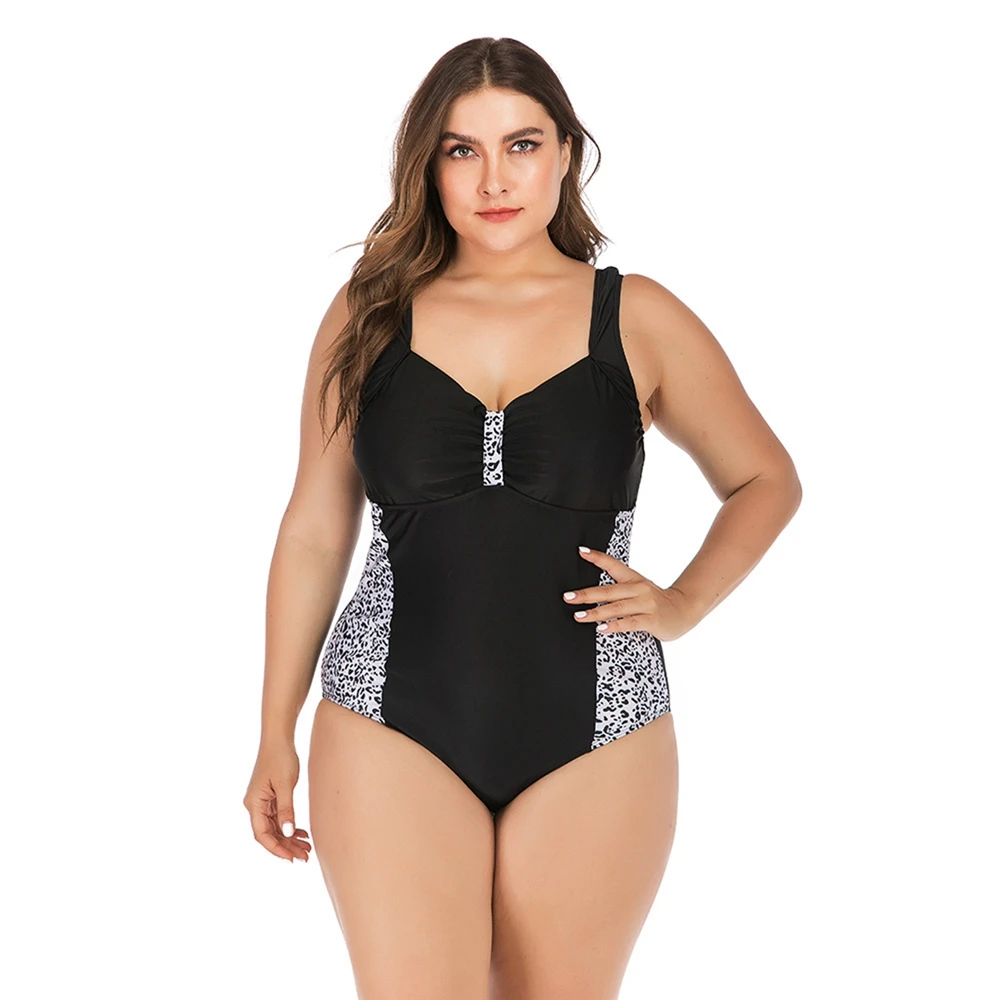 

Black Plus Size One Piece Swimwear Push Up Bathing Suit Swimming Wear Bandage Beachwear 5XL