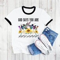 god says you are uniquespecial birds graphic print t shirt womens clothing sunshine flowers tshirt femme harajuku shirt tops