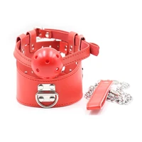 bdsm bondage flirt toys of sex slave spong leather adjustable collar with silicone open mouth ball gag for men women couples