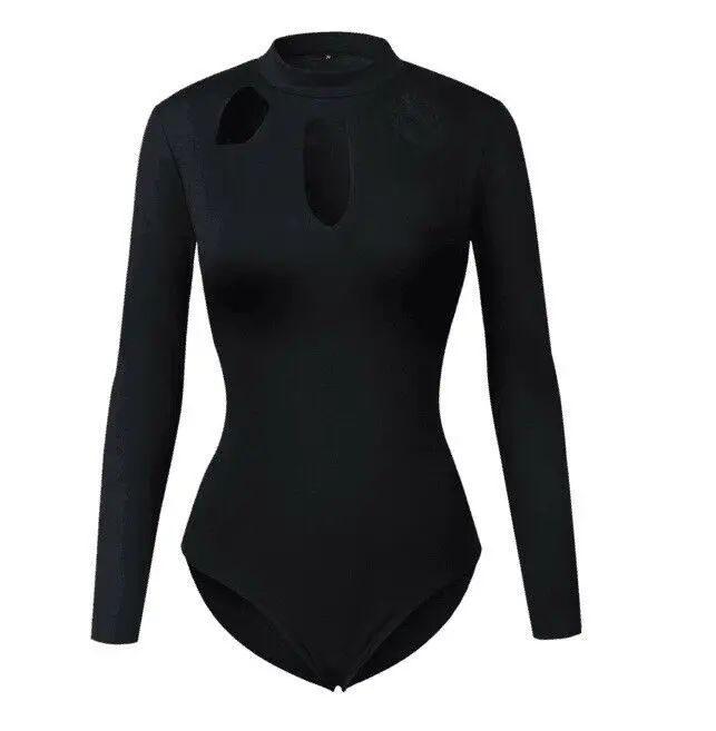 

US Women Long Sleeve Bodysuit Stretch Ladies Leotard Jumpsuits