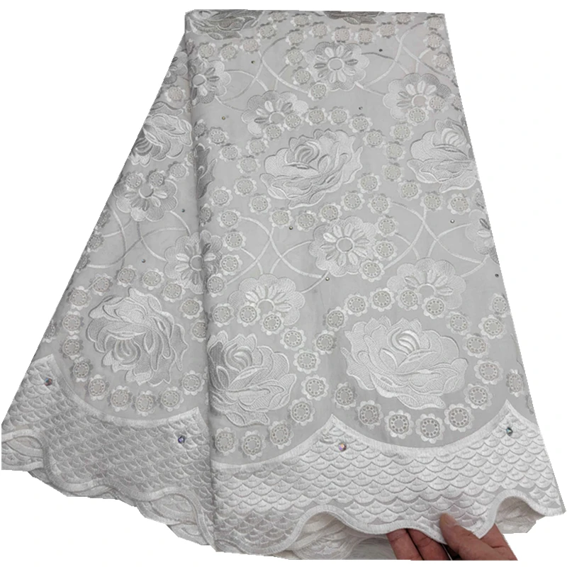 Nigerian African Lace Fabric embroidery  Punch Cotton Swiss Voile Lace In Switzerland For Wedding Party Dress HL-160