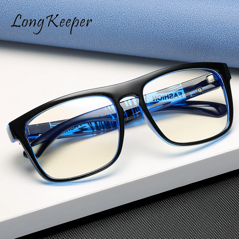 Longحارس مكافحة الضوء الأزرق نظارات الكمبيوتر للرجال إطارات نظارات واضحة الضوء الأزرق حجب نظارات الألعاب البصرية النظارات