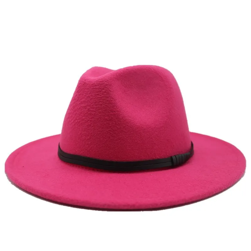 Winte шерсть фетр Джаз Fedoras шапки со шнурками Пряжка декор для женщин унисекс Панама с широкими полями Трилби ковбойская Кепка Панама