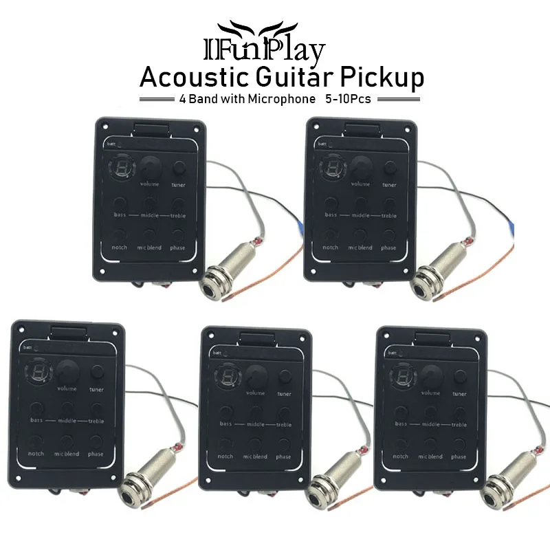 5pcs 4 полосным эквалайзером эквалайзер для игры в стиле фолк предусилитель пьезо