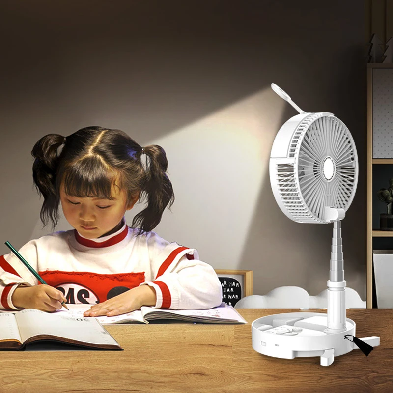 

Portable Table Standing Adjustable Telescopic Fan 3 Speeds USB Rechargeable Air Cooler Desktop Stand INTE99