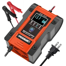 FOXSUR 6A Fully-Automatic Smart Charger, 12V 24V Battery Charger, Battery Maintainer, Battery Desulfator AGM GEL WET Lithium