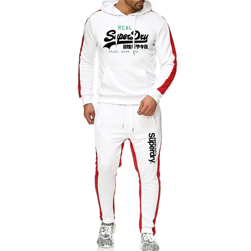 

2021 Spring And Autumn Men's Color Matching 2 Piece Pullover Hoodie Sportswear Suit Sportswear Men's Hooded Sweatshirt + Pants