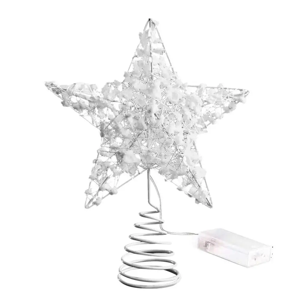 

3D Pentagram Treetop Sparkling Christmas Tree Top Decoration With 30 LEDs Lights 8*10in Indoor Metal Star Treetop For Holiday S