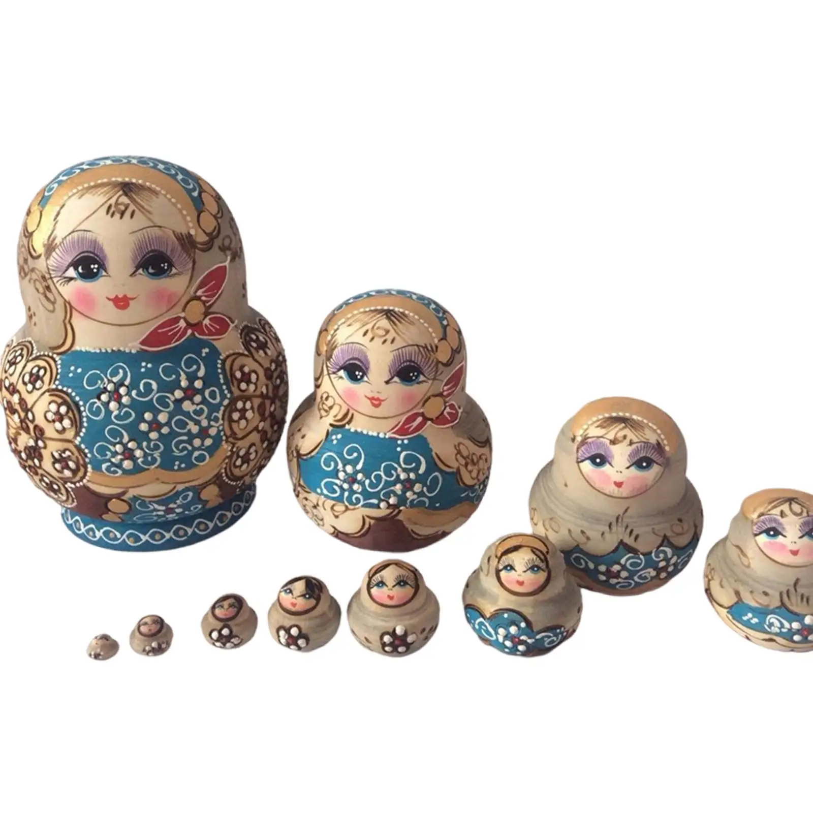 

10Pcs Matryoshka Dolls Handmade Toys Handmade for Gift Children Christmas