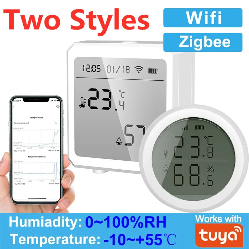 Датчик температуры и влажности Tuya Wi Fi Zigbee комнатный гигрометр термометр с ЖК