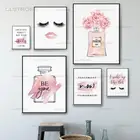 Картина на холсте, вывеска, флакон для духов, губ, макияж, модное современное искусство на стену, акварель, розы, принт для девушек, спальни, художественный Декор