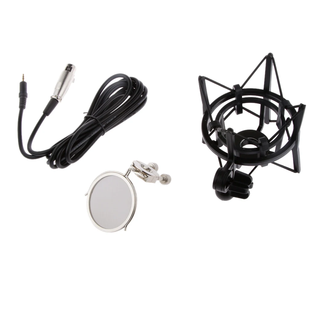 

Stylish Microphone w/ Spider Shock Mount Filter Net for Studio Party Blue