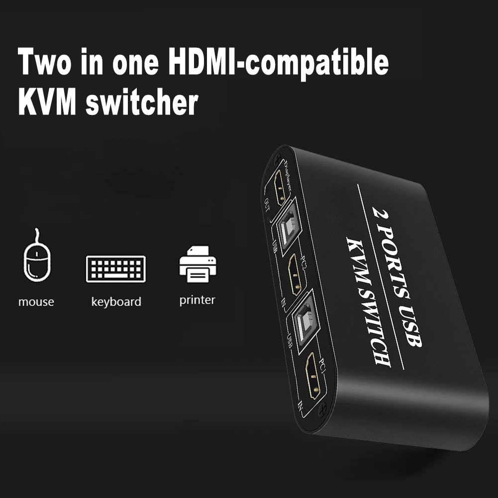 

2 Ports HD KVM Switch USB 4K HD Keyboard Mouse Splitter Switcher 2 PC Sharing Printer Keyboard Mouse Manual Box