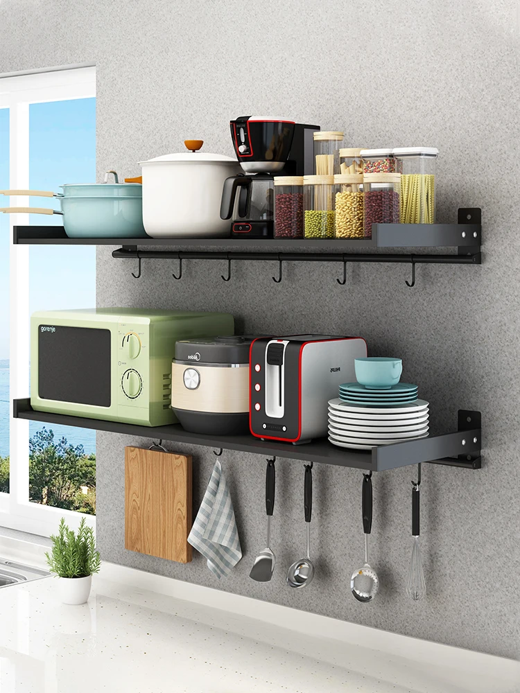 

Stainless Steel Kitchen Shelf Wall-Mounted Oven Microwave Oven Shelf Wall-Mounted Black Household Shelf Storage Rack