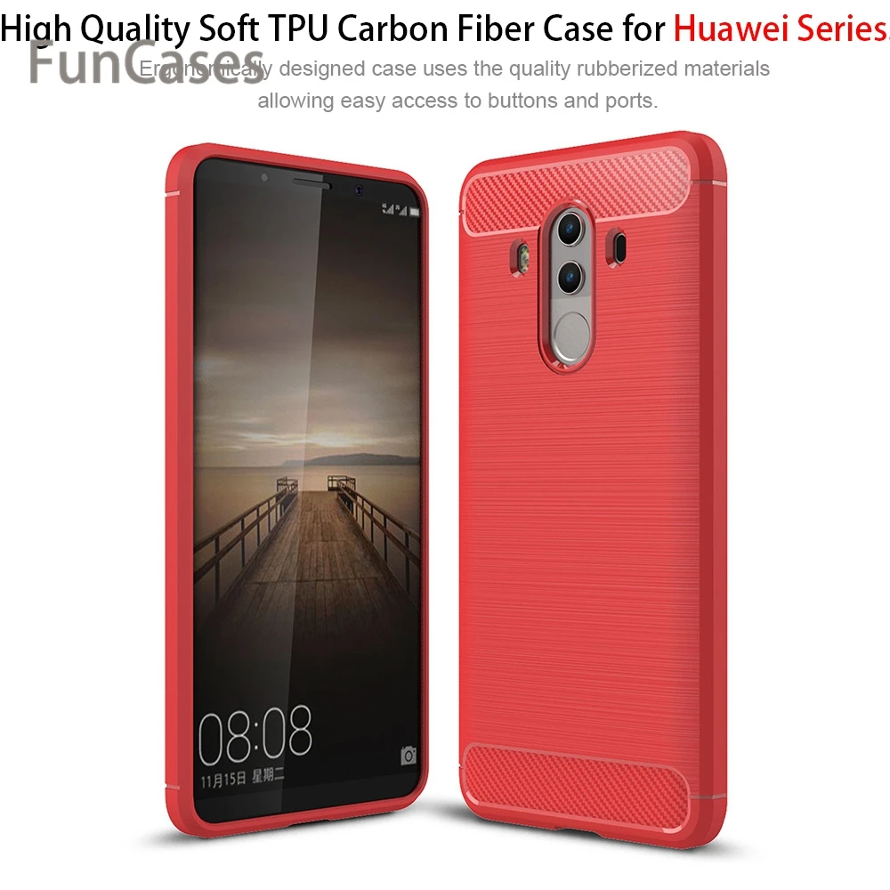 Углеродное волокно чехол для huawei P8 P9 P10 Lite 2017 Nova 2 Plus мягкий TPU Honor 6X 5C 8 V8 Y3 Y5 Y6 Y7 Capa