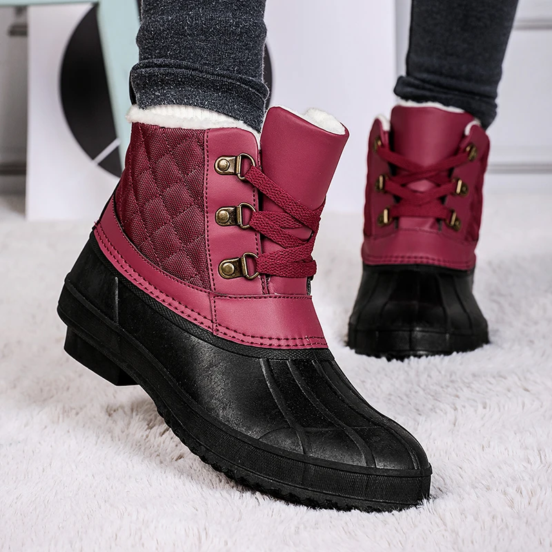 

Waterproof Women's Boots Plus Size Shoes for Women 2021 Plush Warm Snow Boots High Top Winter Boots Women Outdoor Platform Shoes