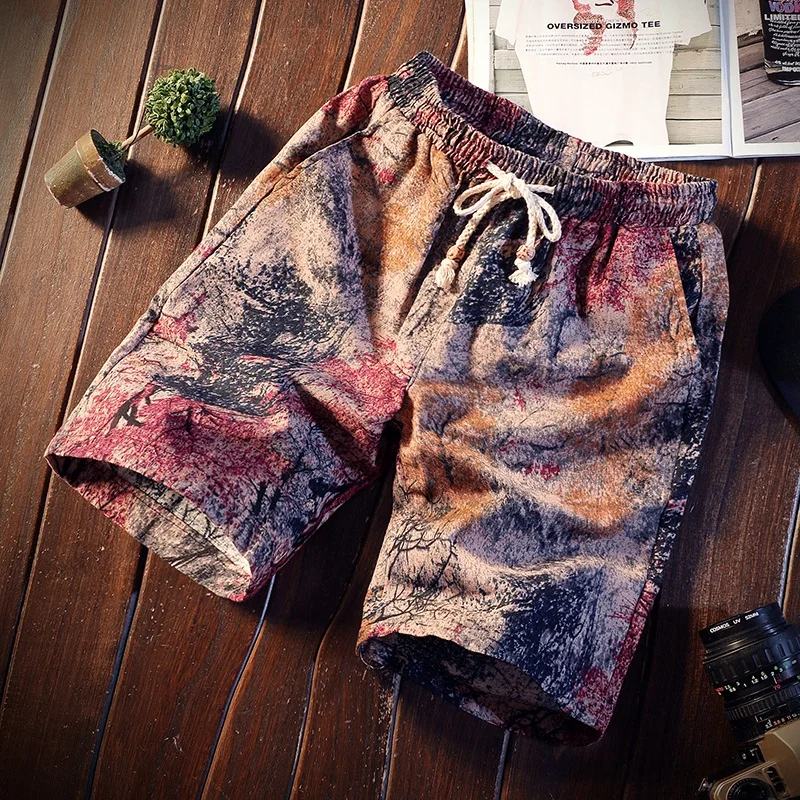 Шорты YASUGUOJI мужские с цветочным принтом модные пляжные для отпуска шорты