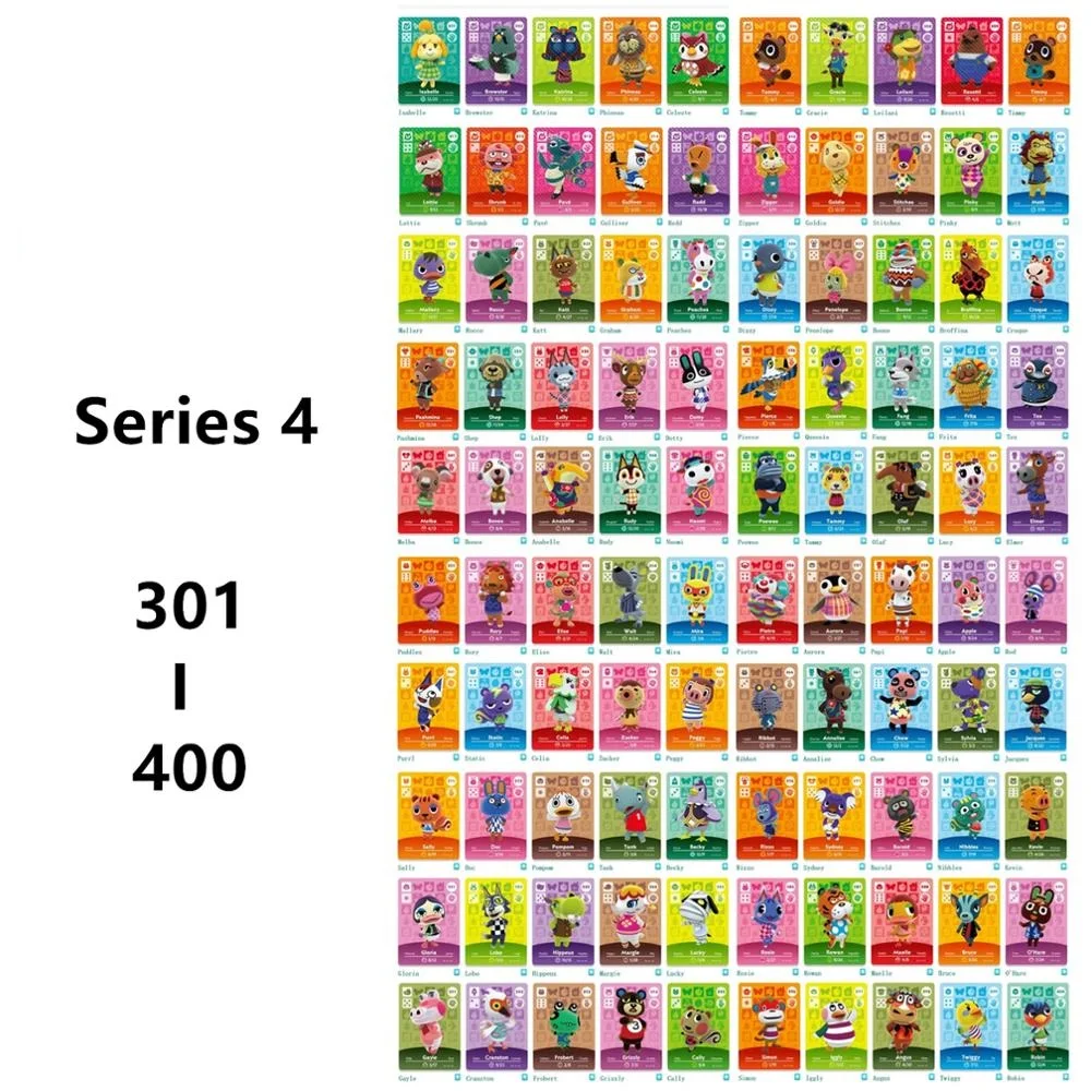 

(301-400) Серия 4 100 шт. игровые карты ACNH NFC в виде животных для жителей деревни, коллекция данных Croxxing Ntag215, бирки, игровые карты NS Switch WiiU