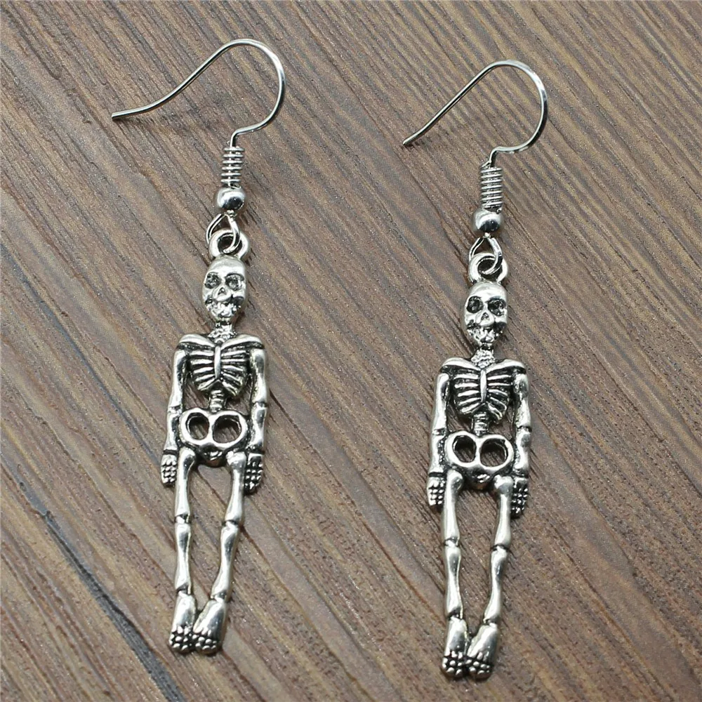 

Halloween Handmade Vintage Skeleton Skull Dangle Earrings Long Earings For Women Jewelry Party Gifts Aretes De Mujer Modernos