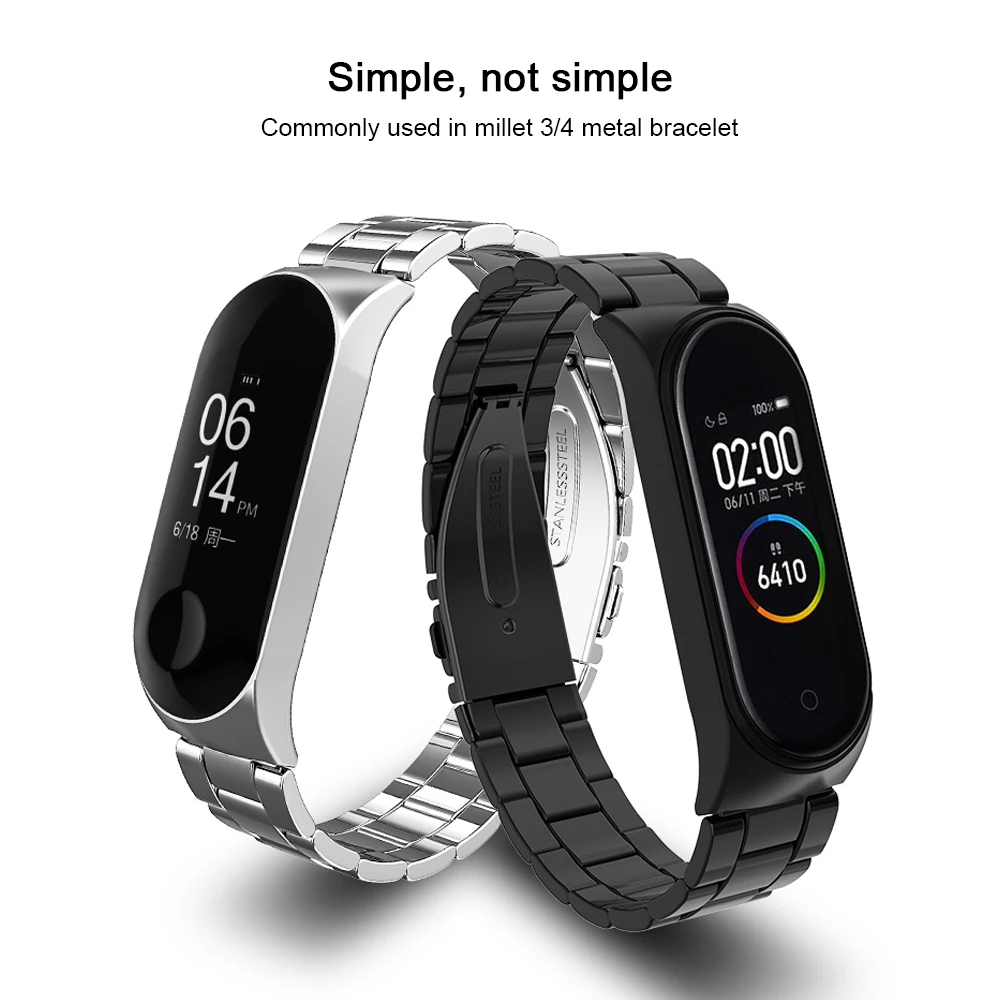 Hangrui mi band 4 ремешок металлический браслет для Xiaomi mi 4 ремешок Безвинтовой браслет из нержавеющей стали mi Band 4 банда4 наручные смарт-браслет