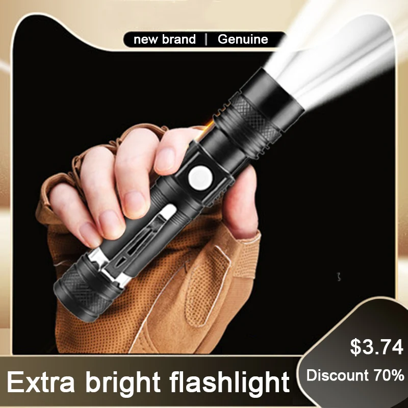

Drop Shipping T6 Led Flashlight USB Linterna Super Bright Led Torch L2 V6 Power Tips Bicycle Lighting 18650 Rechargeable Battery