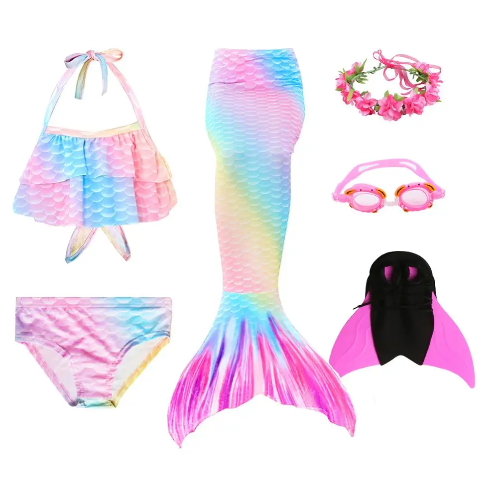 Купальник для девочек с хвостом русалки комплект бикини без моноласта детские