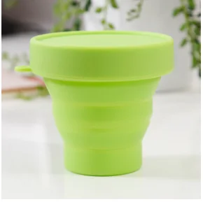 1 шт. портативная силиконовая Выдвижная складная чашка с крышкой телескопическая