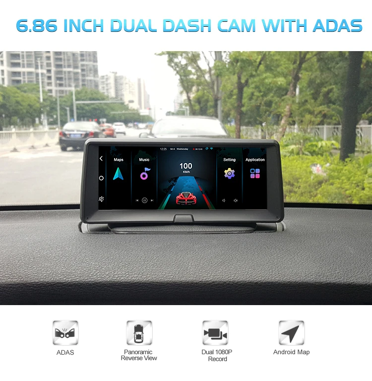 Видеорегистратор ADAS на Android 6 86 с двумя камерами 1080P GPS Wi Fi|Видеорегистраторы| |