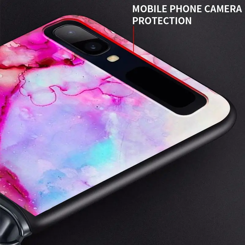 phone case for samsung galaxy z flip cover for zflip 5g cover black hard shell back luxury capa fundas colour marble texture free global shipping