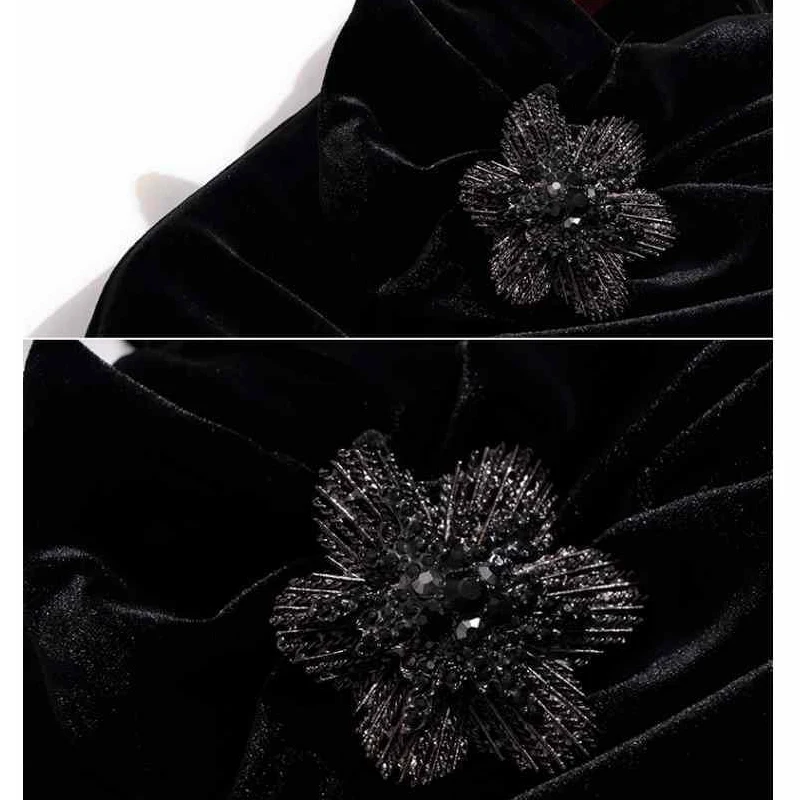 

Women's Velvet T-Shirt 2021 Spring New Casual Rhinestone Flower Half Turtleneck Bottoming Tops Vintage Long Sleeve Pullover Tees