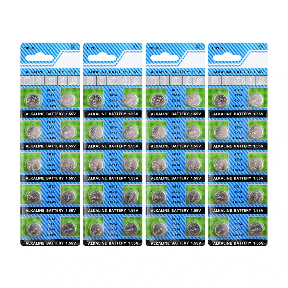 40 шт. lr44 AG13 357A A76 303 LR44 SR44SW SP76 L1154 RW82 RW42 1 55 V Кнопка громкости батарея для монет celular