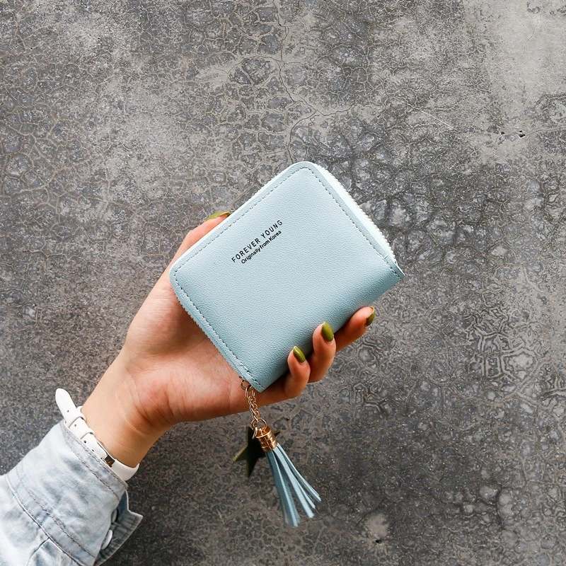 

Модные женские кошельки с кисточкой, кошельки на молнии, женский короткий кошелек с надписью, Женский однотонный Мини-клатч с держателем дл...