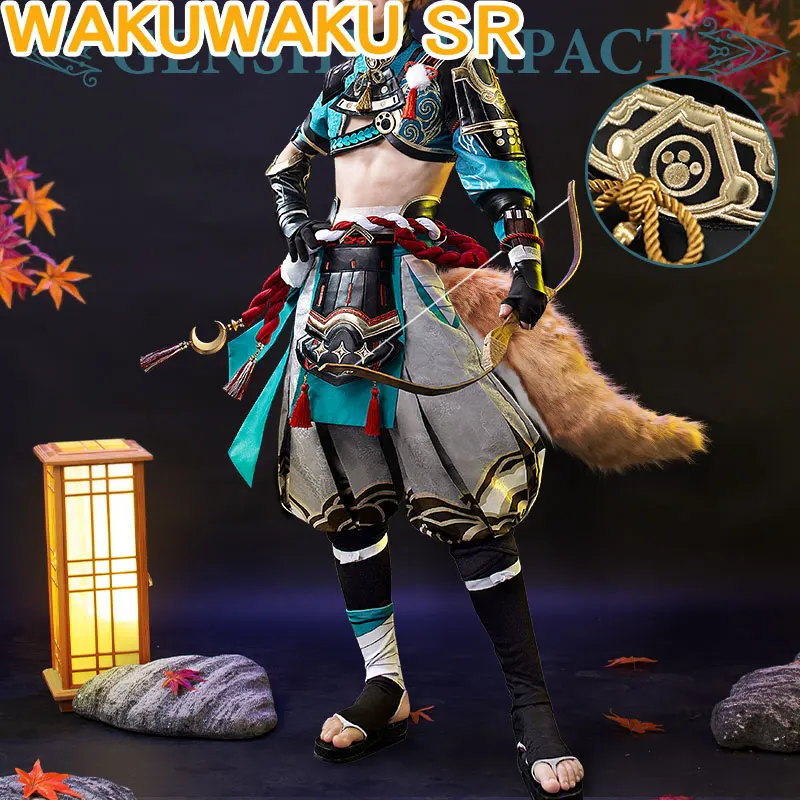 

В наличии, одежда для косплея WakuWaku-SR Miaowuxiaopu Game Genshin Impact, костюм для косплея Gorou, обувь для косплея