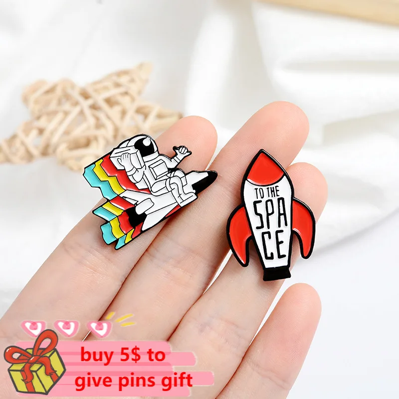 10 стилей эмалевые заколки на заказ астронавт космический корабль ракета НЛО