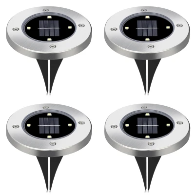 

4pcs Solar Powered Ground Light Waterproof Garden Pathway Deck Lights IP65 Waterproof LED Lamp For Home Yard Driveway Lawn Road