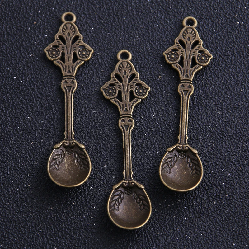 Очаровательная ложка из античной бронзы/серебра 4 шт. 15*62 мм для изготовления