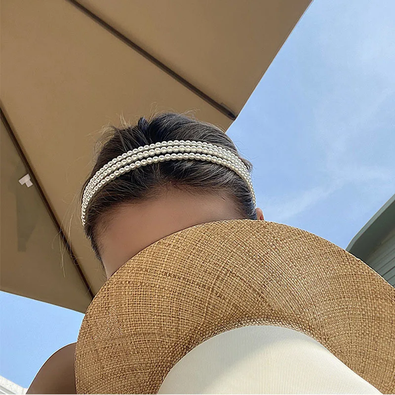 

Imitation Pearl Headband Multi-layer Hair Hoops Hair Accessories For Women Sweet All-match Hair Bands Wash Face Makeup Tools