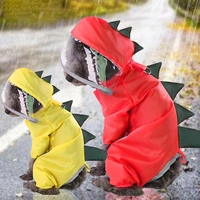 dinosaur style raincoat for pet dogs cat raincoat cute dinosaur jacket rainwear waterproof 4 legs hooded coat s xxl pet clothes