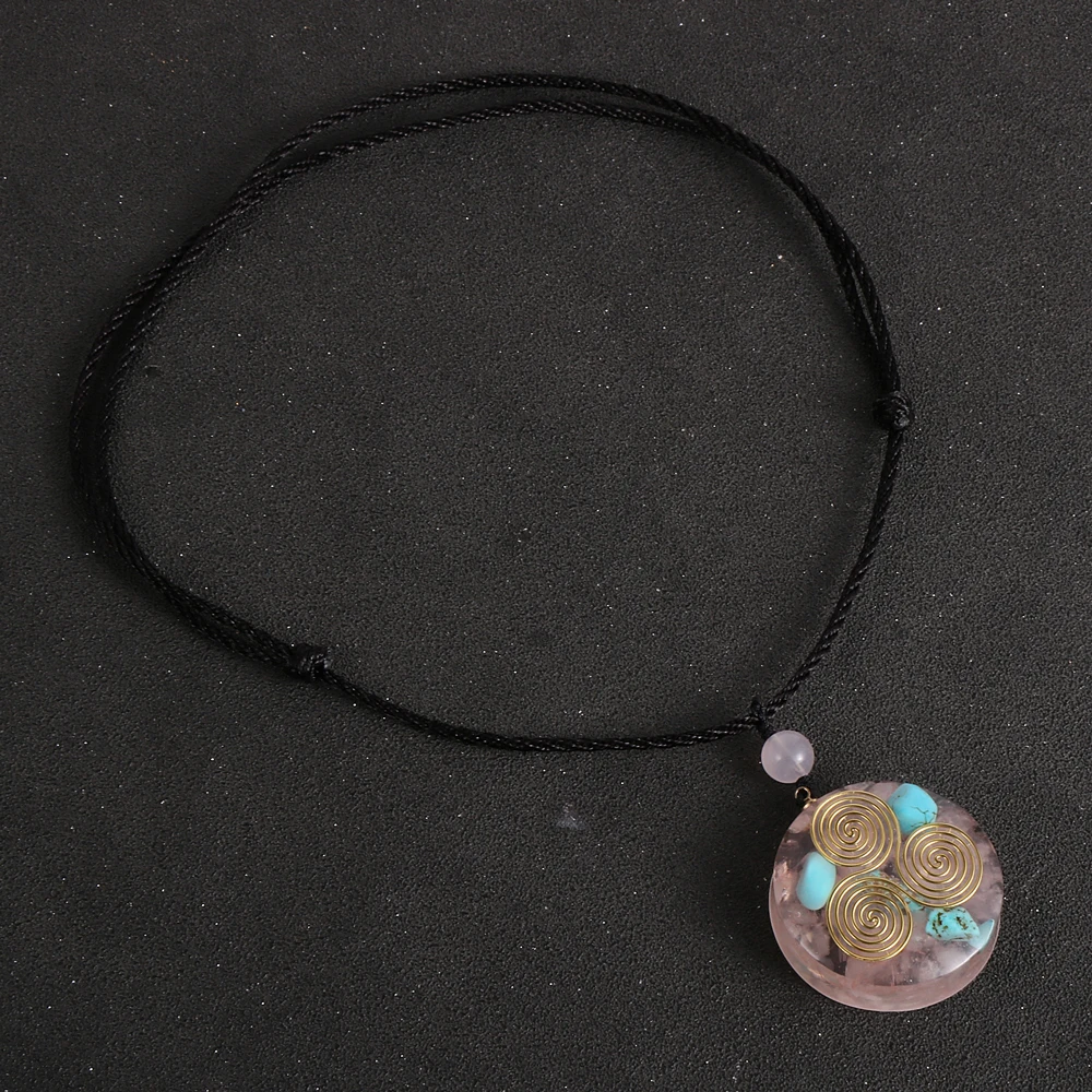 Целебный розовый кристалл Orgone Ожерелье Амулет тонущий камень Orgonite кулон