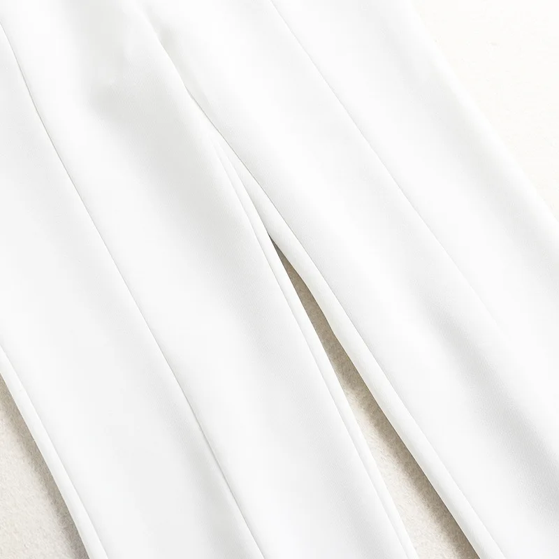 SHUCHAN Pants for Women Full Length  Flare Pants  Summer  Office Lady Fashion Split Women Bottoms Pants White high waist