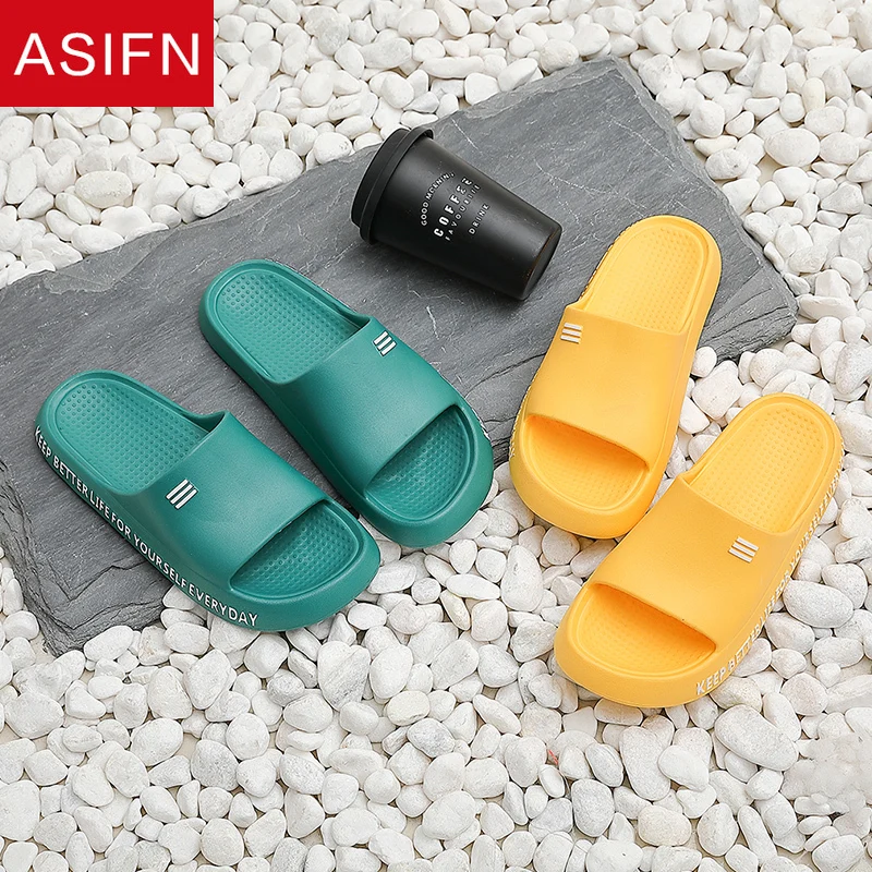 

ASIFN Men's Platform Slippers Male Slides Home Non-slip Female Summer Indoor Bathing Couple Non-slip Flip Flops Chanclas Hombre