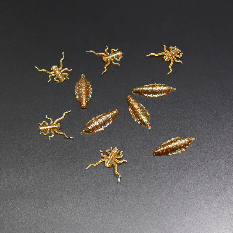 Royal Sissi 10pcs pack artificial dragonfly nymph rubber body&legs with fly tying thin skin sticker nymph fly tying materials