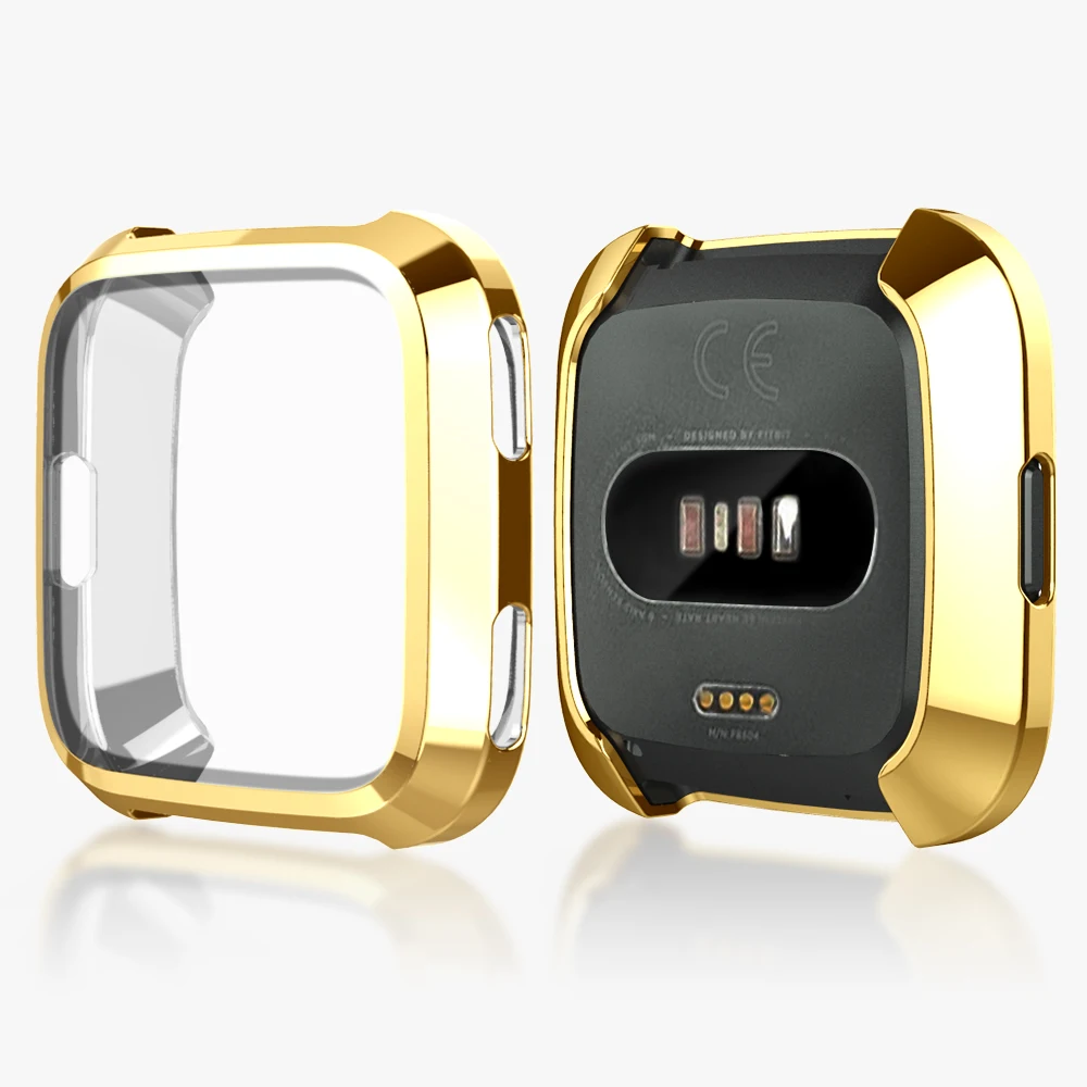 Мягкий чехол TPU Защитный силиконовый чехол Крышка Для Fitbit Versa/versa lite/versa 2 Смарт-часы Полный Экран протектор - Цвет: gold
