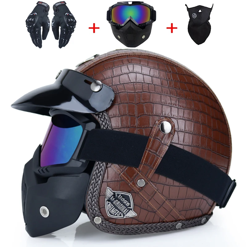 

Open Face 3/4 Helmet Motorcycle Mens Womens Vintage Retro Motorcross Cascos Jet Crash Casque Pilot Cafe Racer Capacete